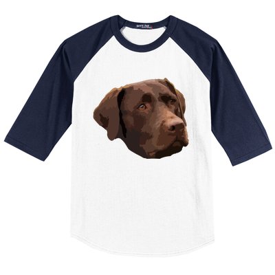 Funny Chocolate Lab Labrador Retriever Dog Head Baseball Sleeve Shirt