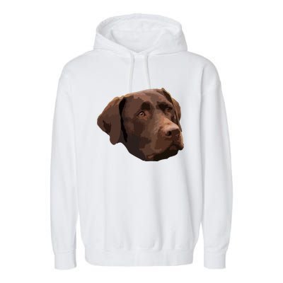 Funny Chocolate Lab Labrador Retriever Dog Head Garment-Dyed Fleece Hoodie