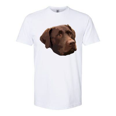 Funny Chocolate Lab Labrador Retriever Dog Head Softstyle CVC T-Shirt