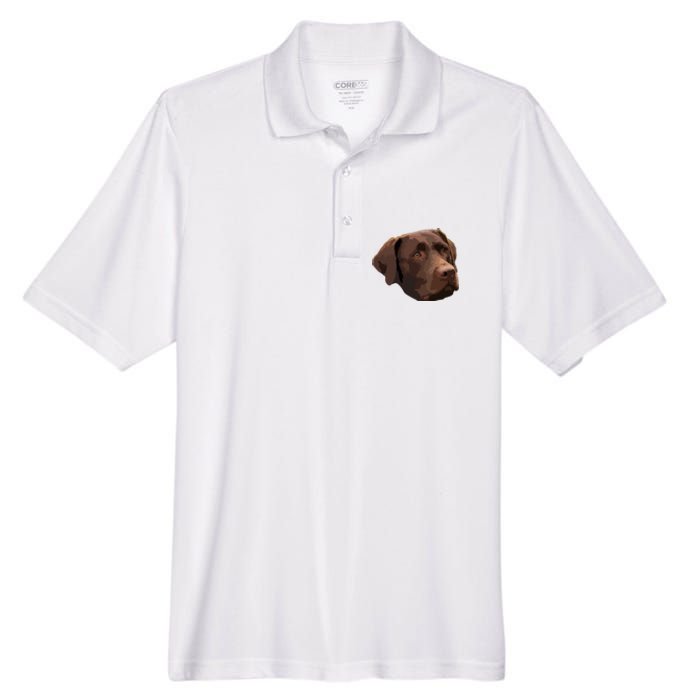 Funny Chocolate Lab Labrador Retriever Dog Head Men's Origin Performance Pique Polo