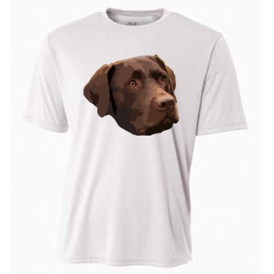 Funny Chocolate Lab Labrador Retriever Dog Head Cooling Performance Crew T-Shirt