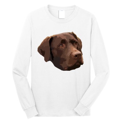 Funny Chocolate Lab Labrador Retriever Dog Head Long Sleeve Shirt