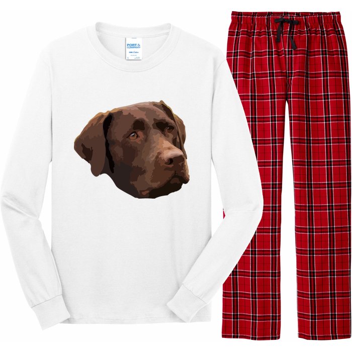 Funny Chocolate Lab Labrador Retriever Dog Head Long Sleeve Pajama Set