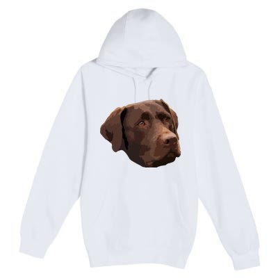 Funny Chocolate Lab Labrador Retriever Dog Head Premium Pullover Hoodie