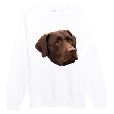 Funny Chocolate Lab Labrador Retriever Dog Head Premium Crewneck Sweatshirt