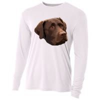 Funny Chocolate Lab Labrador Retriever Dog Head Cooling Performance Long Sleeve Crew