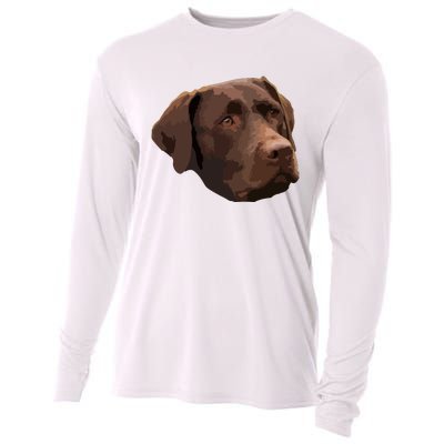 Funny Chocolate Lab Labrador Retriever Dog Head Cooling Performance Long Sleeve Crew