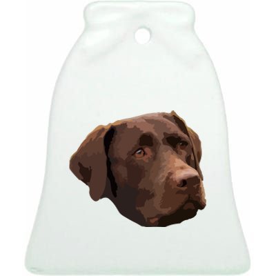 Funny Chocolate Lab Labrador Retriever Dog Head Ceramic Bell Ornament