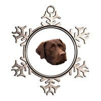 Funny Chocolate Lab Labrador Retriever Dog Head Metallic Star Ornament