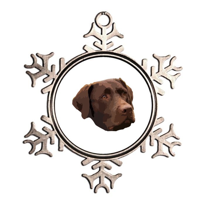 Funny Chocolate Lab Labrador Retriever Dog Head Metallic Star Ornament