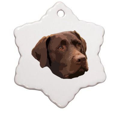 Funny Chocolate Lab Labrador Retriever Dog Head Ceramic Star Ornament