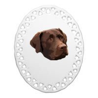 Funny Chocolate Lab Labrador Retriever Dog Head Ceramic Oval Ornament