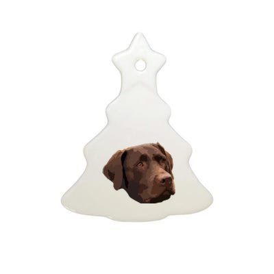 Funny Chocolate Lab Labrador Retriever Dog Head Ceramic Tree Ornament