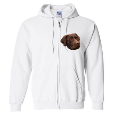 Funny Chocolate Lab Labrador Retriever Dog Head Full Zip Hoodie