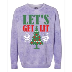 Funny Christmas LetS Get Lit Ing Xmas Lights Tree Gift Colorblast Crewneck Sweatshirt