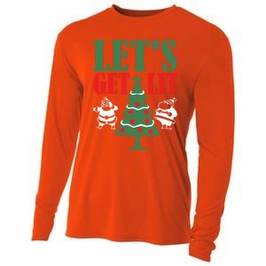 Funny Christmas LetS Get Lit Ing Xmas Lights Tree Gift Cooling Performance Long Sleeve Crew