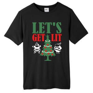 Funny Christmas LetS Get Lit Ing Xmas Lights Tree Gift Tall Fusion ChromaSoft Performance T-Shirt