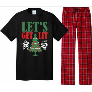 Funny Christmas LetS Get Lit Ing Xmas Lights Tree Gift Pajama Set