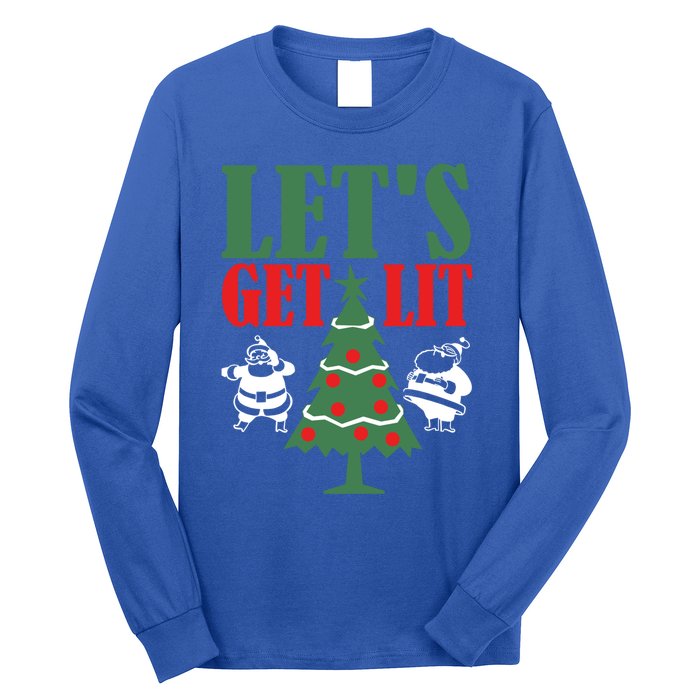 Funny Christmas LetS Get Lit Ing Xmas Lights Tree Gift Long Sleeve Shirt