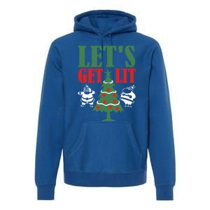 Funny Christmas LetS Get Lit Ing Xmas Lights Tree Gift Premium Hoodie