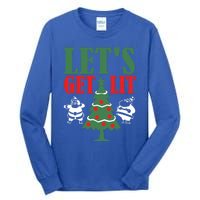 Funny Christmas LetS Get Lit Ing Xmas Lights Tree Gift Tall Long Sleeve T-Shirt