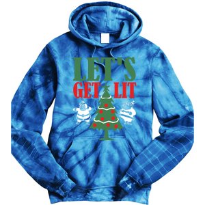 Funny Christmas LetS Get Lit Ing Xmas Lights Tree Gift Tie Dye Hoodie