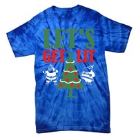 Funny Christmas LetS Get Lit Ing Xmas Lights Tree Gift Tie-Dye T-Shirt