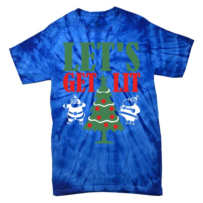 Funny Christmas LetS Get Lit Ing Xmas Lights Tree Gift Tie-Dye T-Shirt