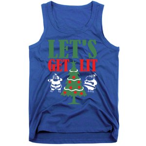 Funny Christmas LetS Get Lit Ing Xmas Lights Tree Gift Tank Top