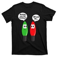 Funny Christmas Lights Joke Light Bulb Working Off On Pun T-Shirt