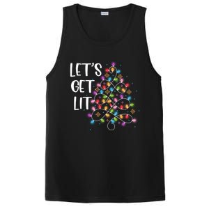 Funny Christmas Lights Xmas Matching Pajama LetS Get Lit Great Gift PosiCharge Competitor Tank