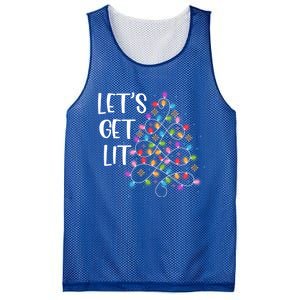 Funny Christmas Lights Xmas Matching Pajama LetS Get Lit Great Gift Mesh Reversible Basketball Jersey Tank