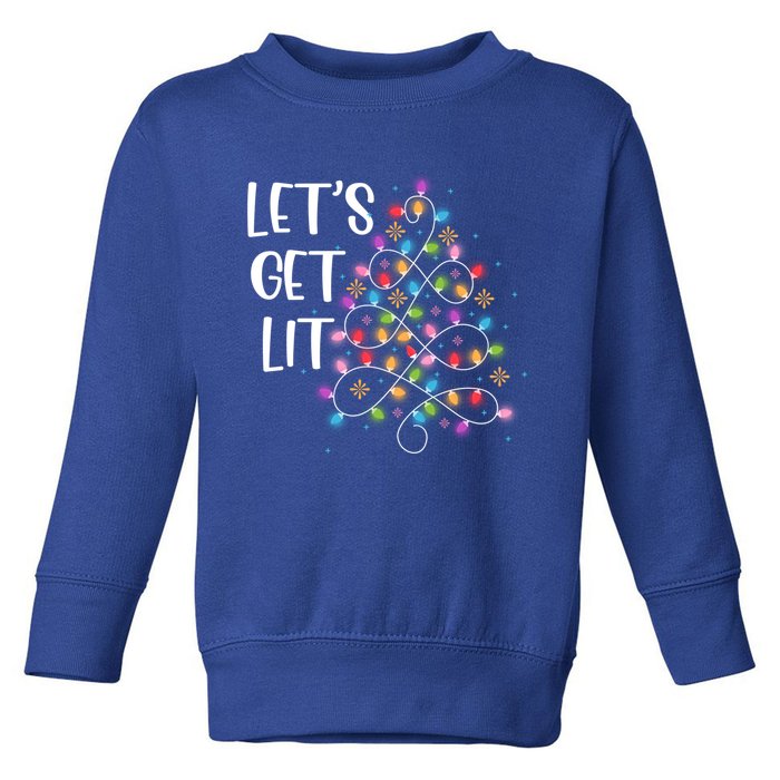 Funny Christmas Lights Xmas Matching Pajama LetS Get Lit Great Gift Toddler Sweatshirt