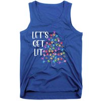 Funny Christmas Lights Xmas Matching Pajama LetS Get Lit Great Gift Tank Top