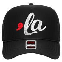 Funny Comma La Kamala Harris 2024 For President Election High Crown Mesh Back Trucker Hat