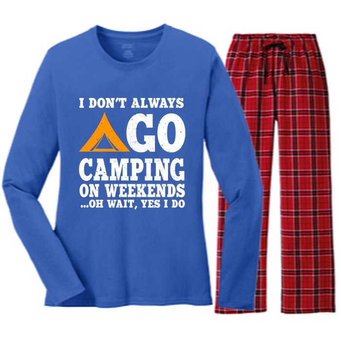 Funny Camping Lover Outfit Nature Hiking And Summer Camp Cute Gift Women's Long Sleeve Flannel Pajama Set 