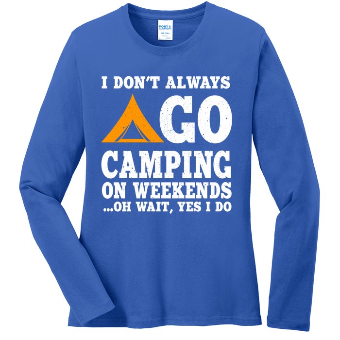 Funny Camping Lover Outfit Nature Hiking And Summer Camp Cute Gift Ladies Long Sleeve Shirt