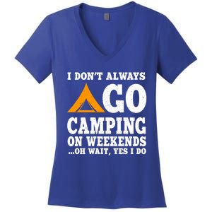 Funny Camping Lover Outfit Nature Hiking And Summer Camp Cute Gift Women's V-Neck T-Shirt