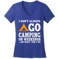 Funny Camping Lover Outfit Nature Hiking And Summer Camp Cute Gift Women's V-Neck T-Shirt