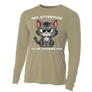 Funny Cat Lovers Pay Attention To Me Ignoring You Cooling Performance Long Sleeve Crew