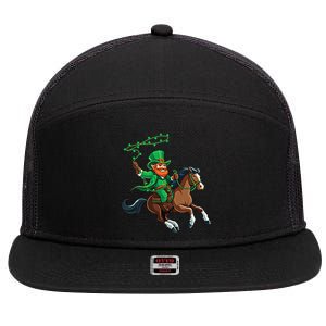 Funny Cow Leprechaun St PatrickS Day Horse Riding Lover Gift 7 Panel Mesh Trucker Snapback Hat