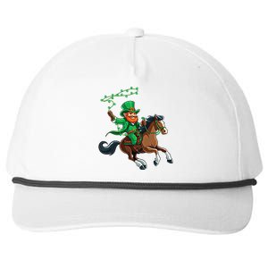 Funny Cow Leprechaun St PatrickS Day Horse Riding Lover Gift Snapback Five-Panel Rope Hat