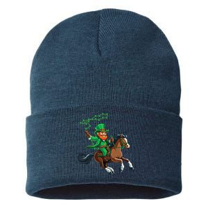 Funny Cow Leprechaun St PatrickS Day Horse Riding Lover Gift Sustainable Knit Beanie