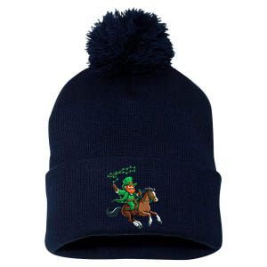 Funny Cow Leprechaun St PatrickS Day Horse Riding Lover Gift Pom Pom 12in Knit Beanie