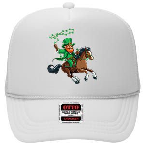 Funny Cow Leprechaun St PatrickS Day Horse Riding Lover Gift High Crown Mesh Back Trucker Hat