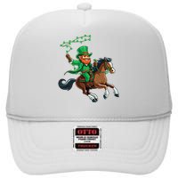 Funny Cow Leprechaun St PatrickS Day Horse Riding Lover Gift High Crown Mesh Back Trucker Hat