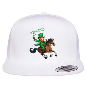 Funny Cow Leprechaun St PatrickS Day Horse Riding Lover Gift Flat Bill Trucker Hat