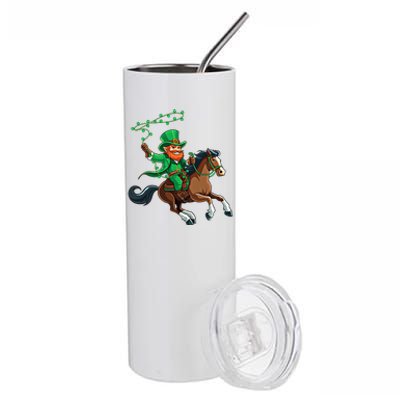 Funny Cow Leprechaun St PatrickS Day Horse Riding Lover Gift Stainless Steel Tumbler