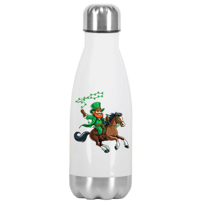 Funny Cow Leprechaun St PatrickS Day Horse Riding Lover Gift Stainless Steel Insulated Water Bottle