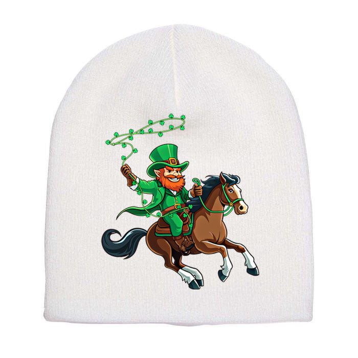 Funny Cow Leprechaun St PatrickS Day Horse Riding Lover Gift Short Acrylic Beanie